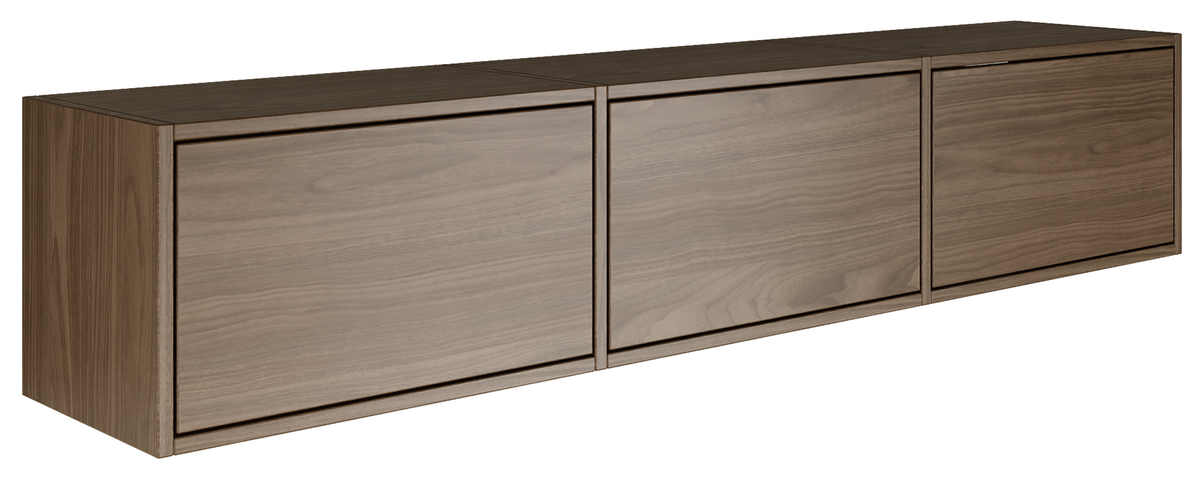 Meuble TV Framme suspendu avec trois portes abattantes 150 cm noyer Wisconsin