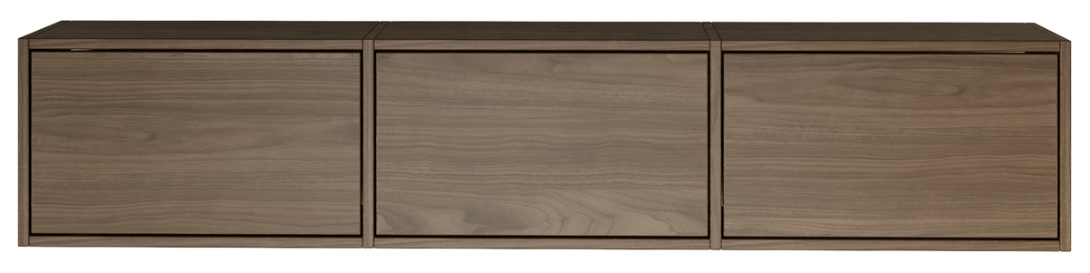 Meuble TV Framme suspendu avec trois portes abattantes 150 cm noyer Wisconsin