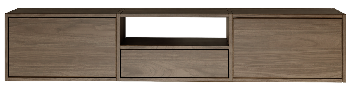 Hängender TV-Schrank Framme mit drei Klappen und einer Nische, 150 cm, Walnuss Wisconsin