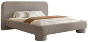 Lit tapissé 140x200 cm Fredo avec rangement tissage gris-beige