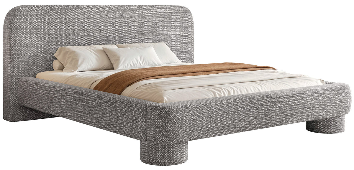 Gepolstertes Bett 160x200 cm Fredo mit Stauraum, grauer Chenille-Stoff