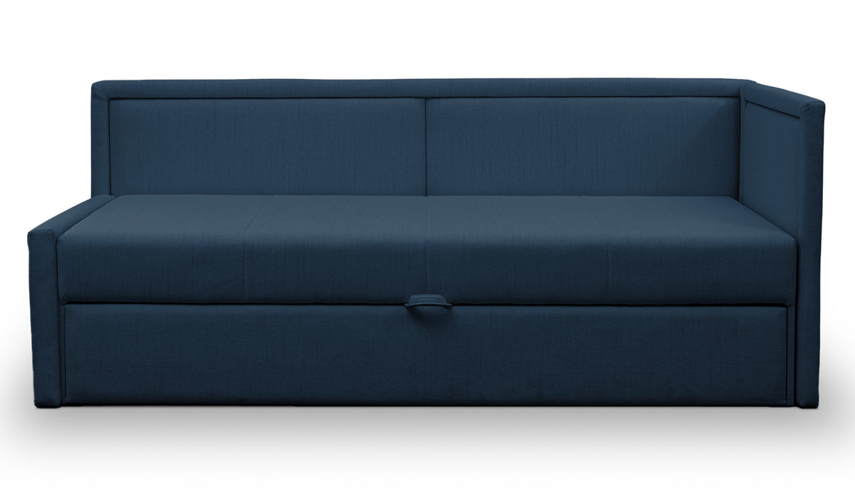 Lit gigogne double Caprili bleu marine tressé universel