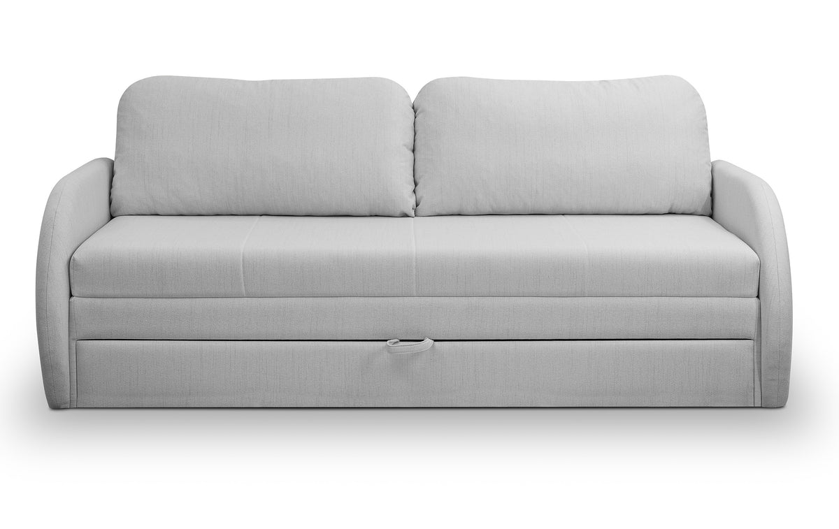 Canapé convertible 3 places Diego en tissage gris clair
