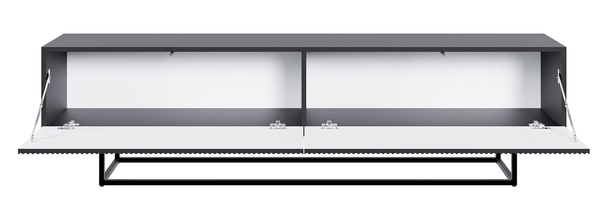 TV-Schrank Veldio mit gefräster Front 175 cm Schwarz mit schwarzen Beinen