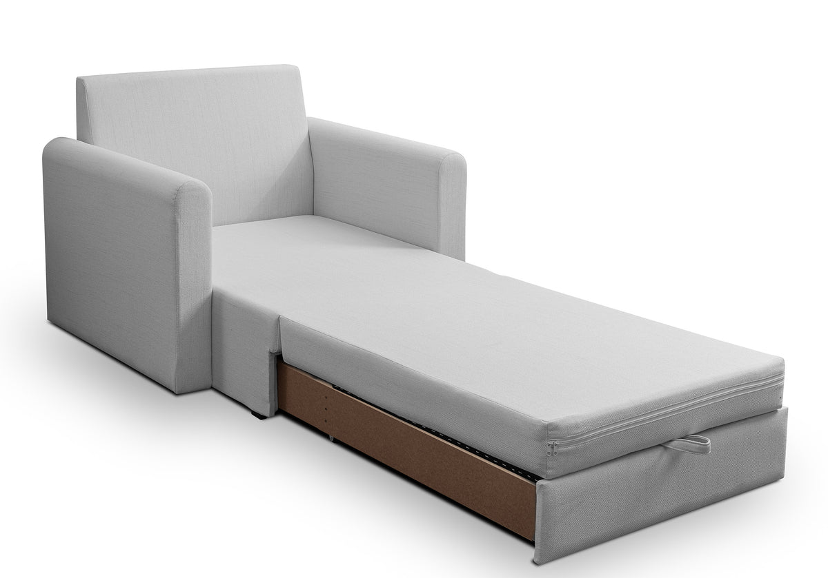 Fauteuil convertible Dejano gris clair en rotin tressé