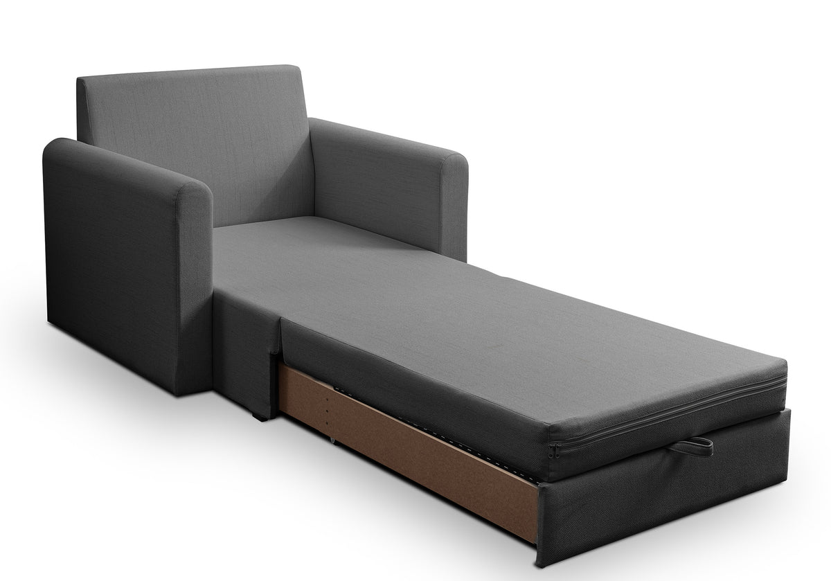 Fauteuil convertible Dejano gris foncé tressé
