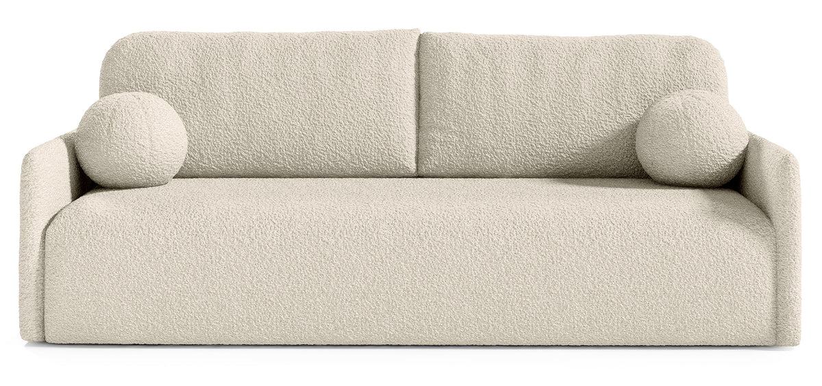 Canapé convertible Glove avec coffre de rangement beige bouclé