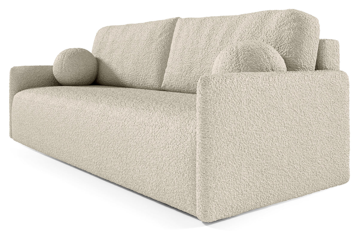 Canapé convertible Glove avec coffre de rangement beige bouclé