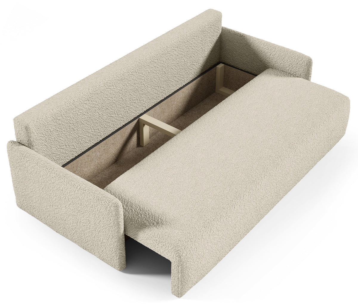 Canapé convertible Glove avec coffre de rangement beige bouclé
