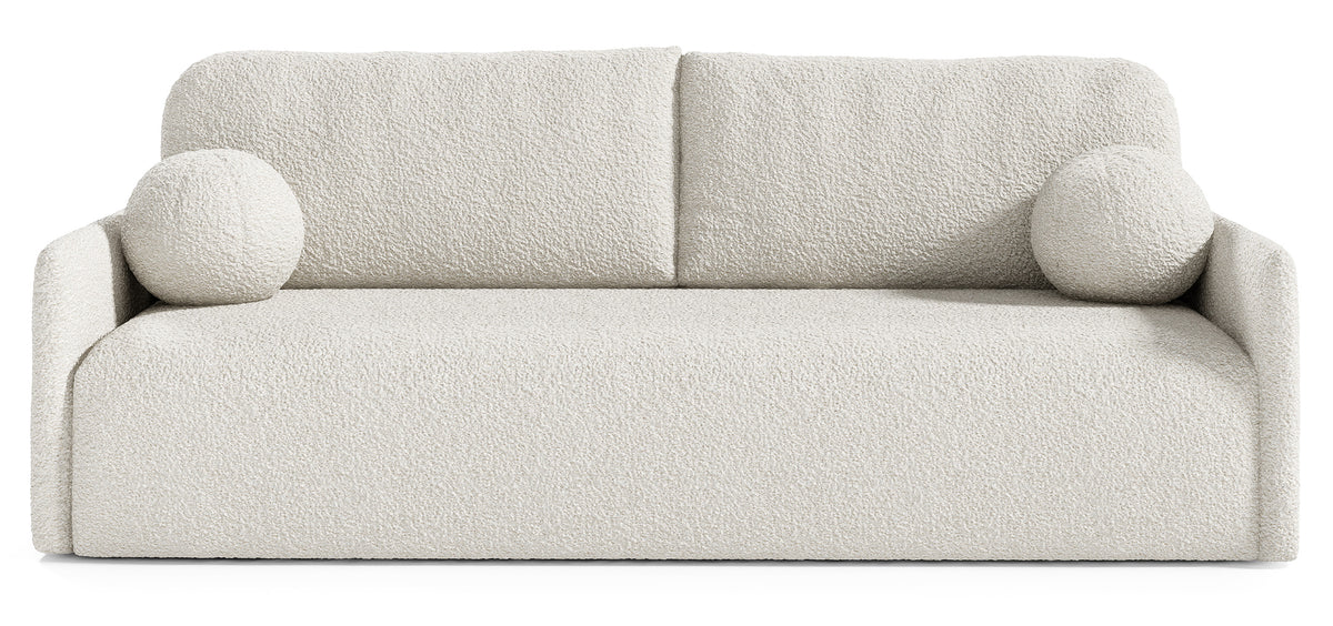 Ausziehbares Sofa Glove mit Bettkasten, cremefarbenes Bouclé