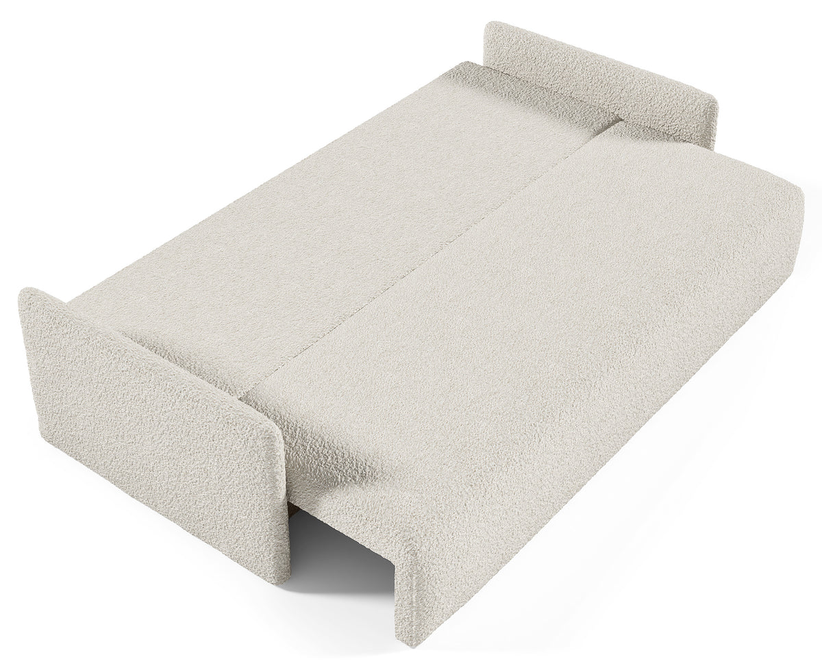 Ausziehbares Sofa Glove mit Bettkasten, cremefarbenes Bouclé