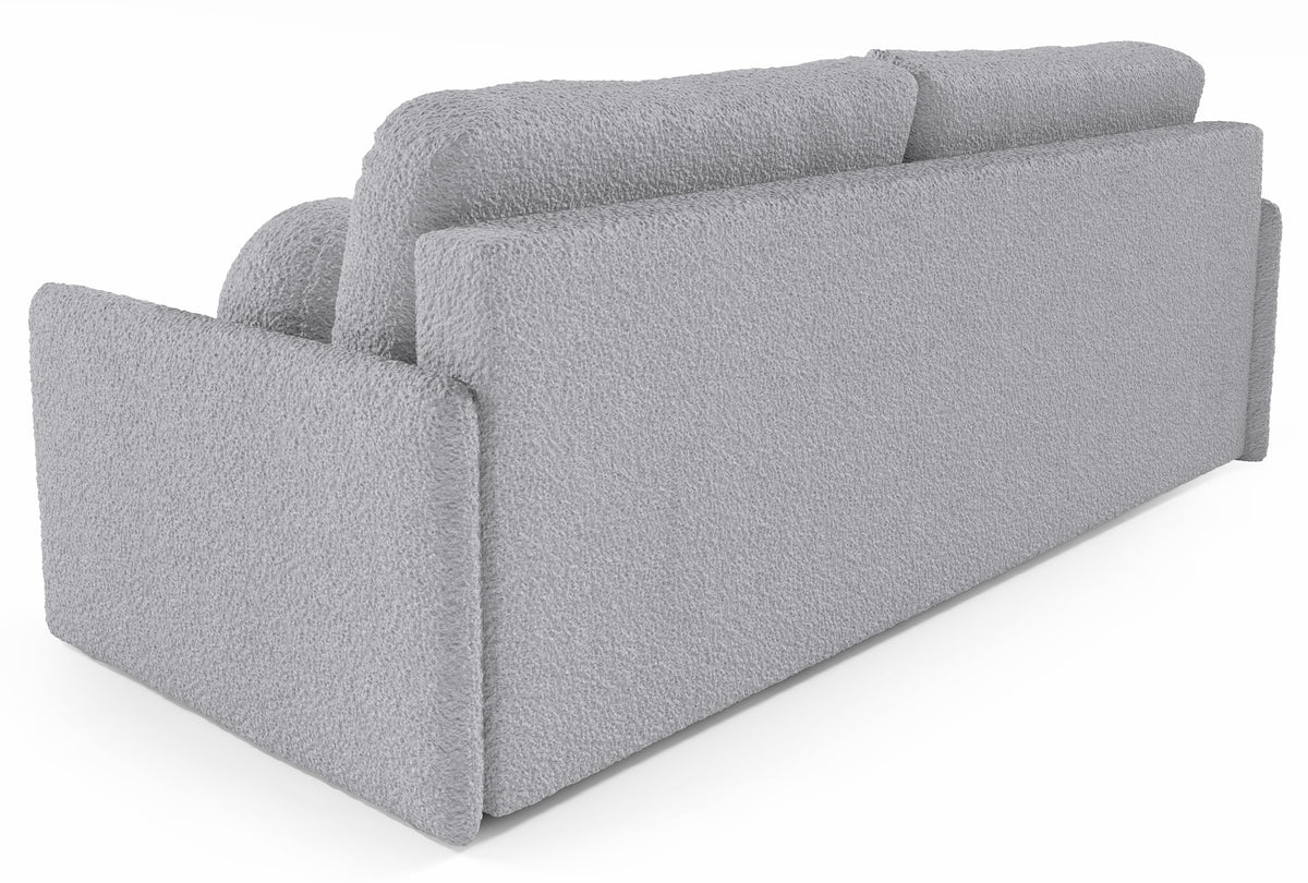 Canapé convertible Glove avec coffre de rangement pour la literie, tissu bouclé gris