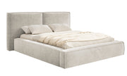Polsterbett 160x200 cm Tilves mit Stauraum, Metallrahmen, grau-beiges Samt