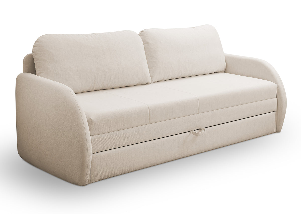 Canapé convertible trois places Diego en rotin clair beige