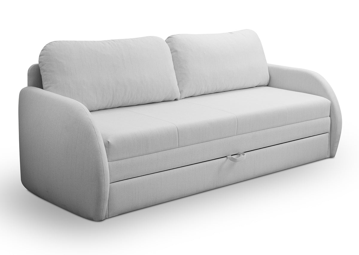 Canapé convertible 3 places Diego en tissage gris clair
