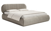 Gepolstertes Bett 180x200 cm Asmelio in grau-beigem Flechtmuster