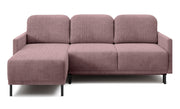 Canapé d'angle convertible Hamiel en L avec rangement, universel, velours côtelé lilas