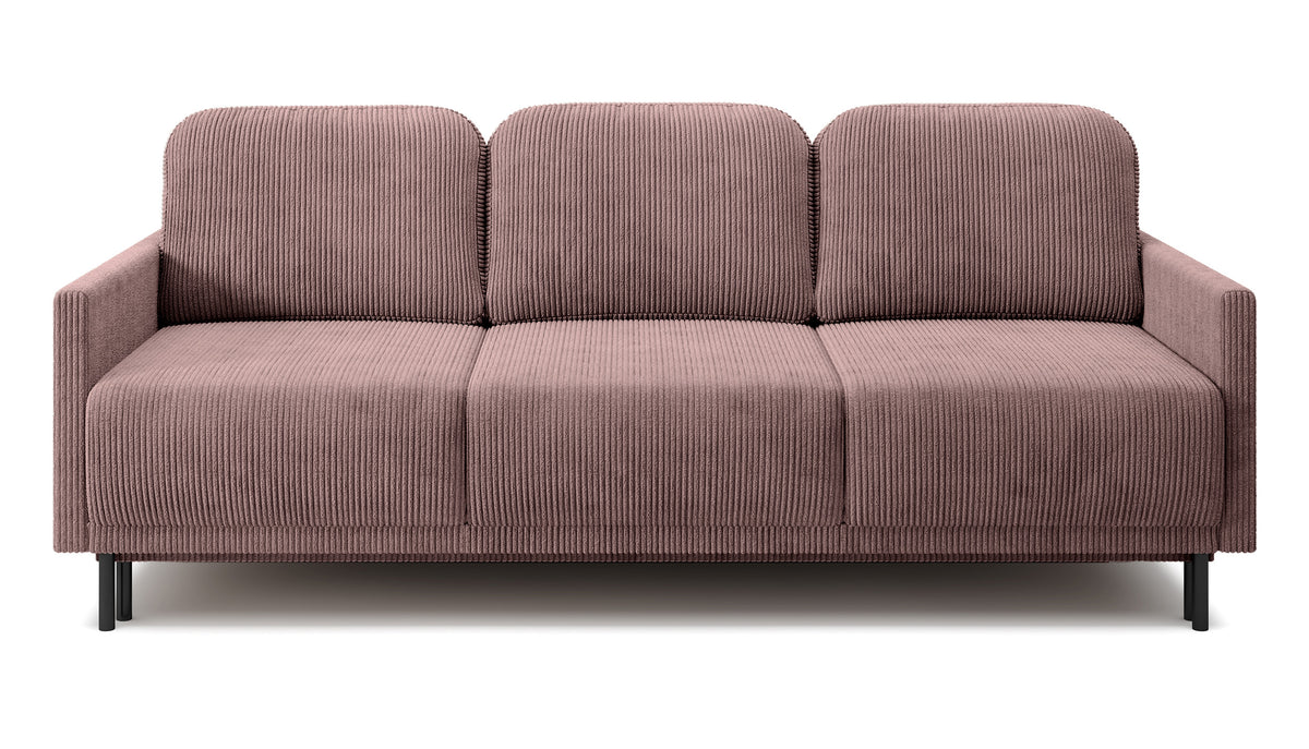 Dreisitziges ausklappbares Sofa Hamiel mit Stauraum, fliederfarbener Cordstoff