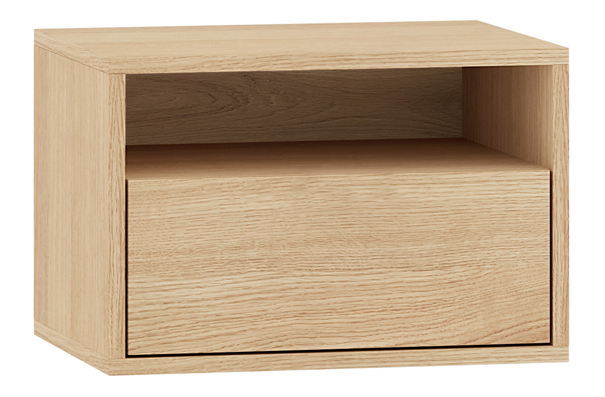 Table de chevet Heggers suspendue avec tiroir et niche 45 cm chêne mavelie