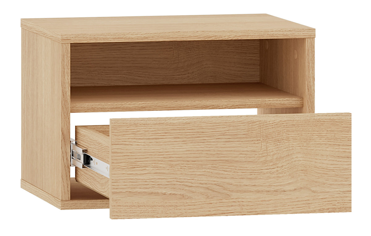 Table de chevet Heggers suspendue avec tiroir et niche 45 cm chêne mavelie
