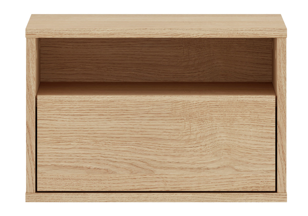 Table de chevet Heggers suspendue avec tiroir et niche 45 cm chêne mavelie