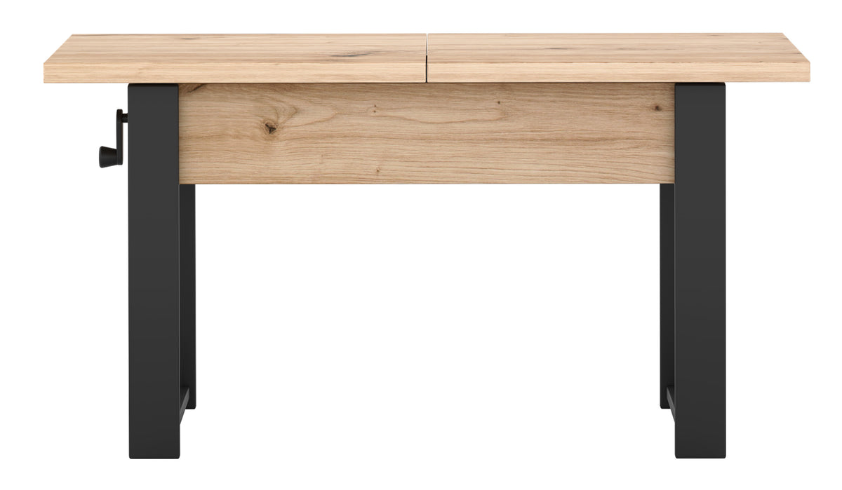 Table basse extensible Hugo 120(157)x67 cm chêne artisan avec pieds noirs
