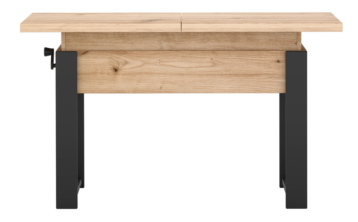 Table basse extensible Hugo 120(157)x67 cm chêne artisan avec pieds noirs