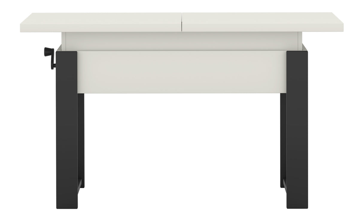 Ausziehbarer Couchtisch Hugo 120(157)x67 cm Alpenweiß mit schwarzen Beinen