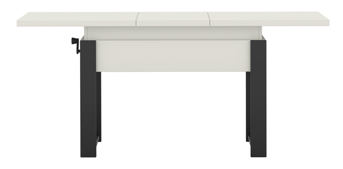 Ausziehbarer Couchtisch Hugo 120(157)x67 cm Alpenweiß mit schwarzen Beinen