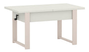 Table basse extensible Hugo 120(157)x67 cm blanc alpin avec pieds en cachemire