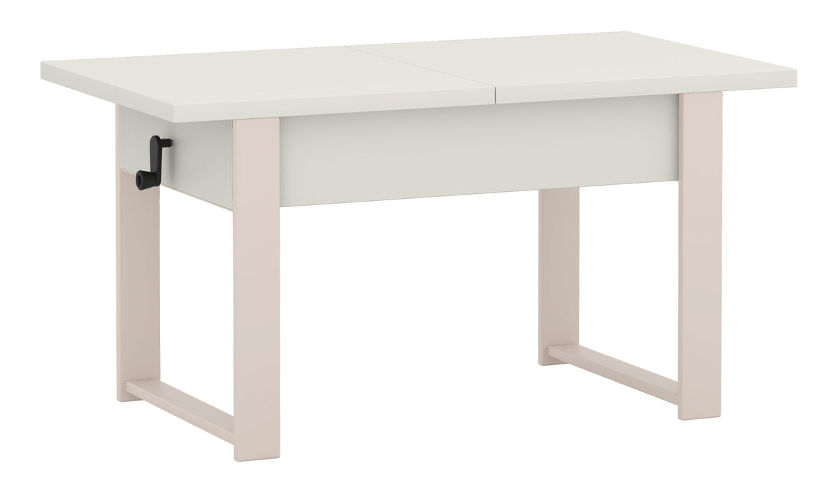 Table basse extensible Hugo 120(157)x67 cm blanc alpin avec pieds en cachemire