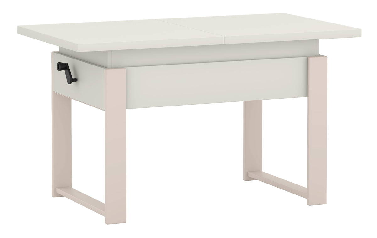 Table basse extensible Hugo 120(157)x67 cm blanc alpin avec pieds en cachemire
