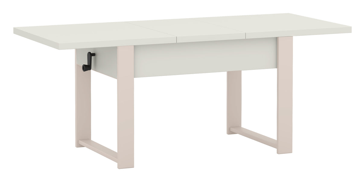 Table basse extensible Hugo 120(157)x67 cm blanc alpin avec pieds en cachemire