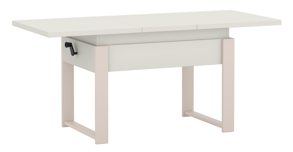 Table basse extensible Hugo 120(157)x67 cm blanc alpin avec pieds en cachemire