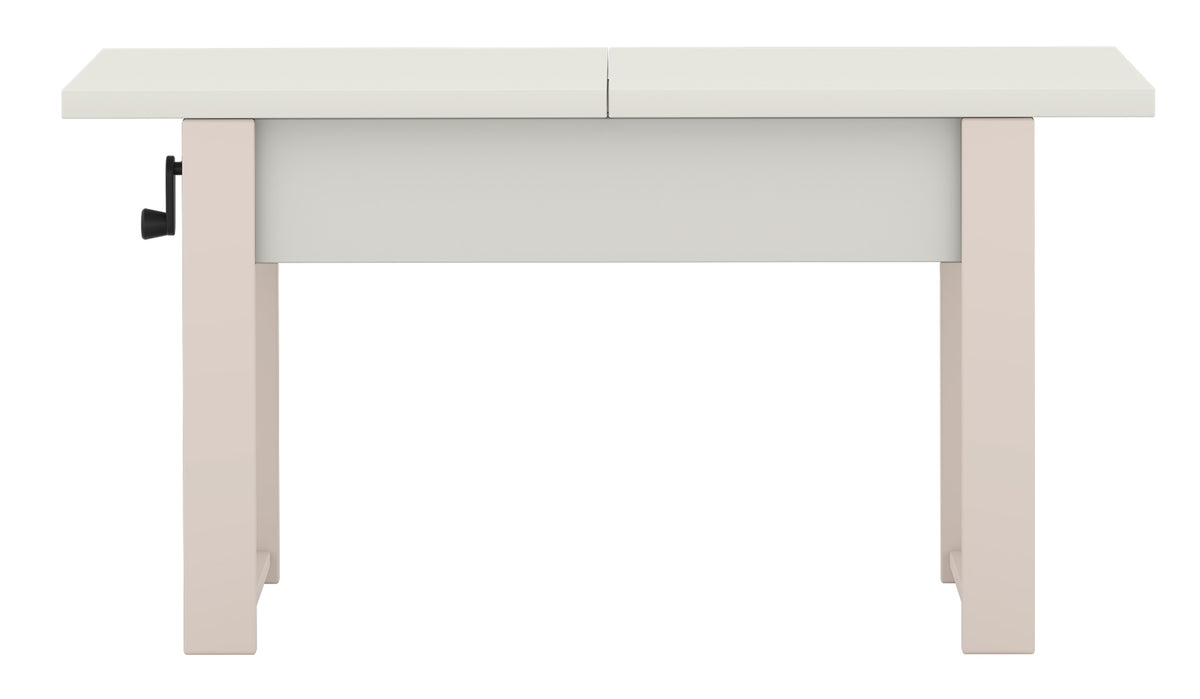Table basse extensible Hugo 120(157)x67 cm blanc alpin avec pieds en cachemire
