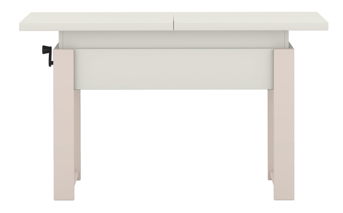 Table basse extensible Hugo 120(157)x67 cm blanc alpin avec pieds en cachemire