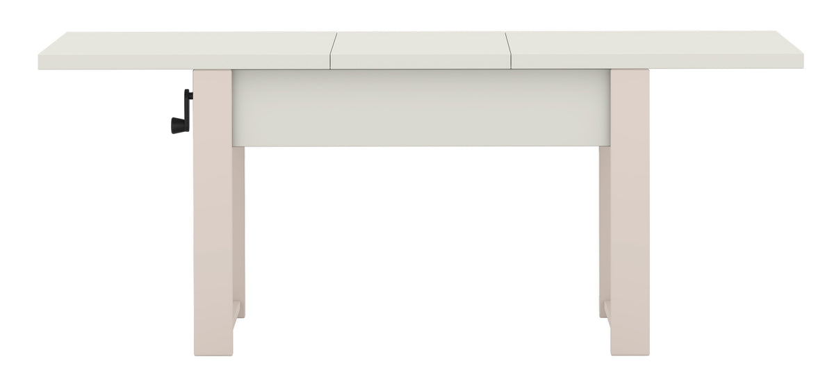 Table basse extensible Hugo 120(157)x67 cm blanc alpin avec pieds en cachemire