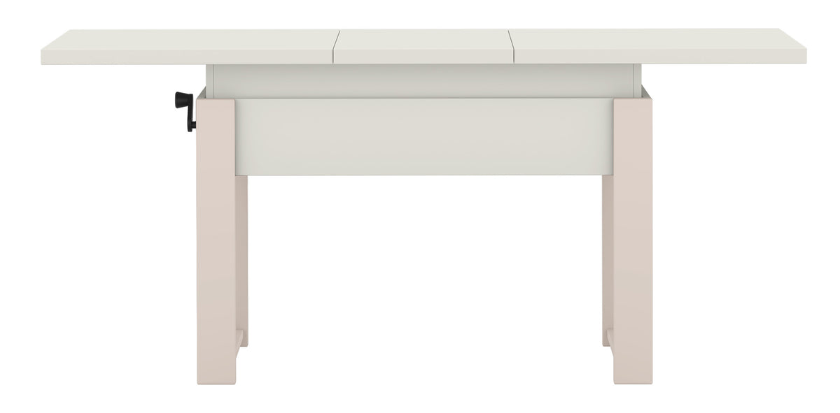 Table basse extensible Hugo 120(157)x67 cm blanc alpin avec pieds en cachemire