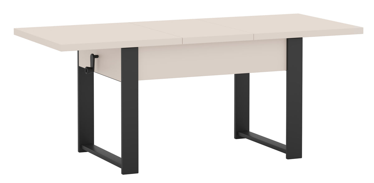 Ausziehbarer Couchtisch Hugo 120(157)x67 cm Kaschmir mit schwarzen Beinen