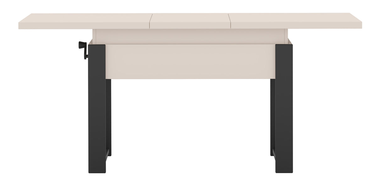 Ausziehbarer Couchtisch Hugo 120(157)x67 cm Kaschmir mit schwarzen Beinen