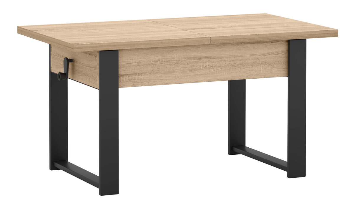 Table basse extensible Hugo 120(157)x67 cm chêne sonoma avec pieds noirs