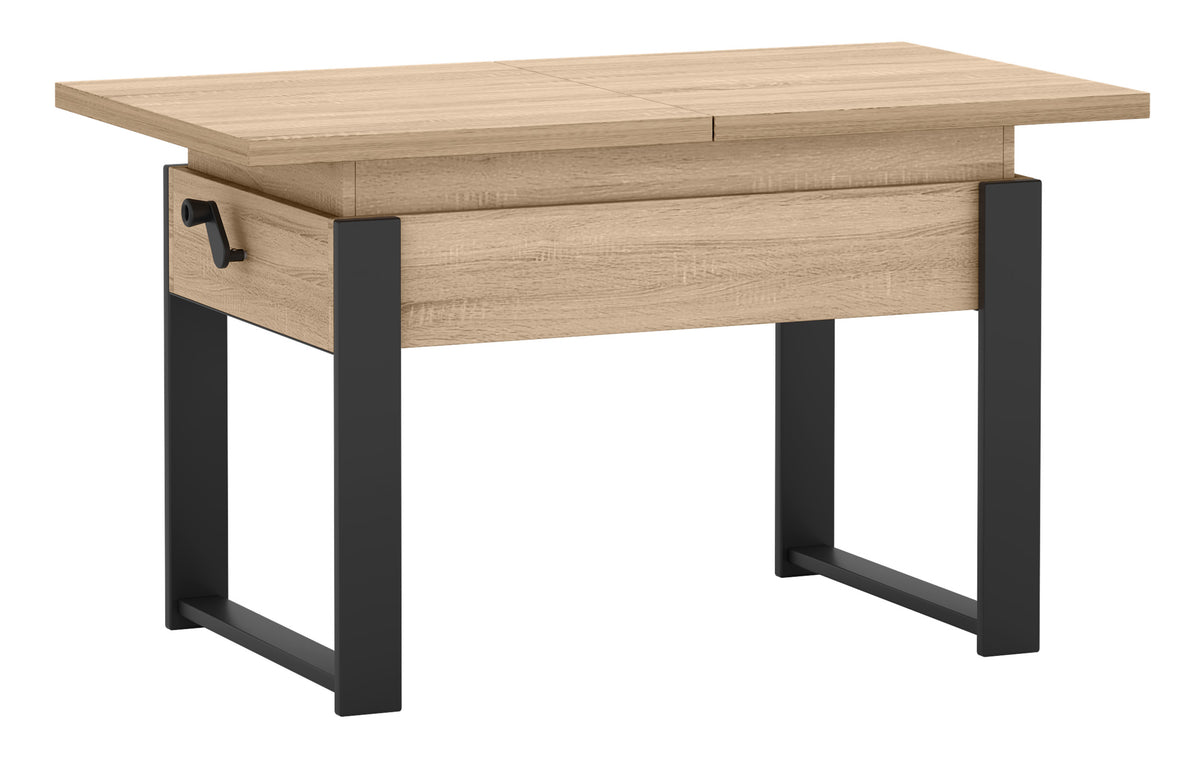Table basse extensible Hugo 120(157)x67 cm chêne sonoma avec pieds noirs