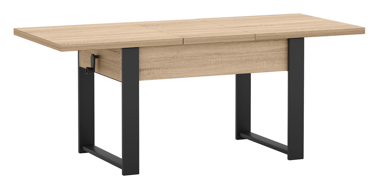 Table basse extensible Hugo 120(157)x67 cm chêne sonoma avec pieds noirs