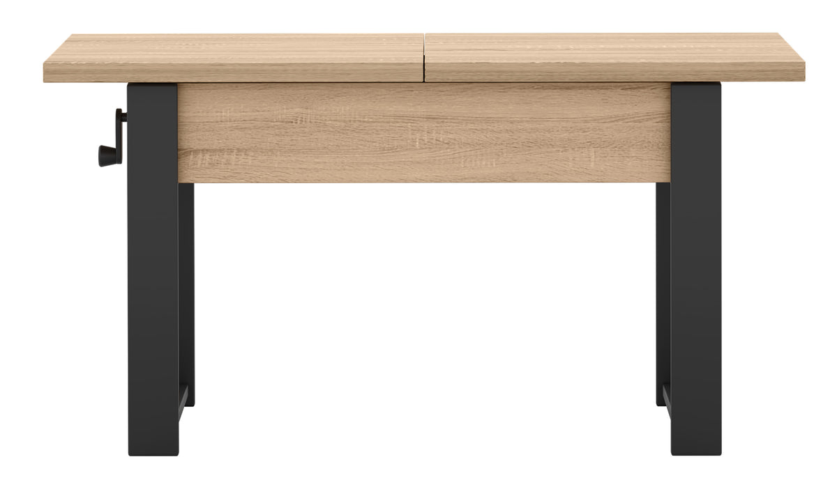 Table basse extensible Hugo 120(157)x67 cm chêne sonoma avec pieds noirs