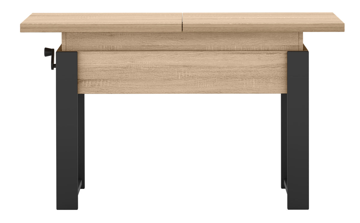Table basse extensible Hugo 120(157)x67 cm chêne sonoma avec pieds noirs