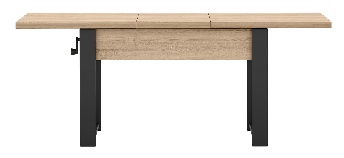 Table basse extensible Hugo 120(157)x67 cm chêne sonoma avec pieds noirs