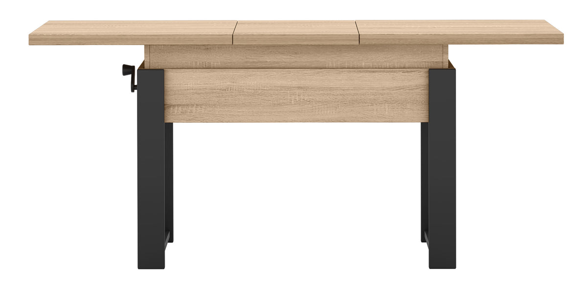 Table basse extensible Hugo 120(157)x67 cm chêne sonoma avec pieds noirs