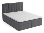 Lit continental 160x200 cm Rinus avec rangements et surmatelas en velours gris foncé