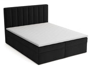 Lit continental 180x200 cm Rinus avec rangements et surmatelas, velours noir