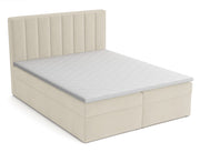 Lit continental 140x200 cm Rinus avec rangements et surmatelas en velours crème